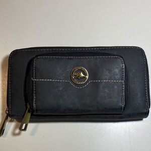 Roots 73 Gray Wallet with Brass Emblem-RFID Protected
